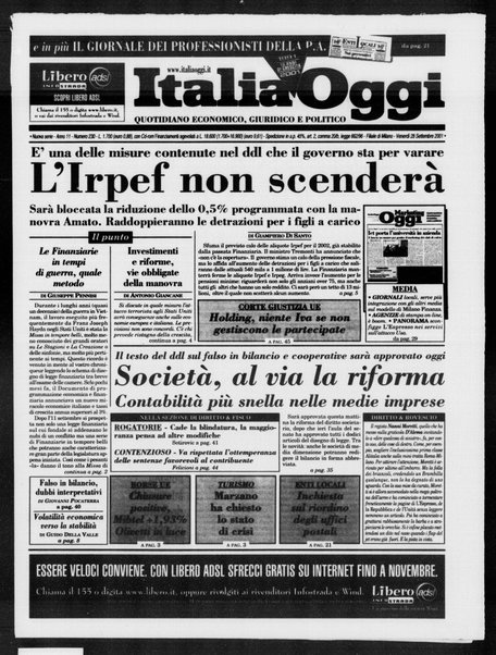 Italia oggi : quotidiano di economia finanza e politica